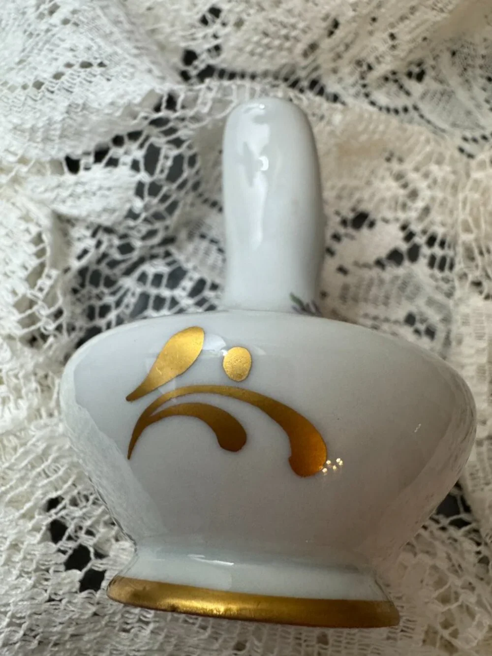 Vintage Limoges France Hand Painted 4” Porcelain Floral Ewer Pitcher Gold Gilt
